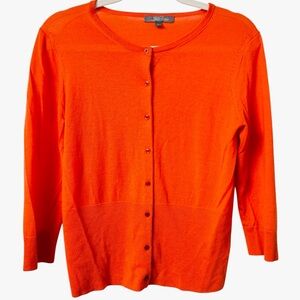 Lela Rose Wool Silk Cashmere Fine Gauge Cardigan L
Tangerine Orange Designer